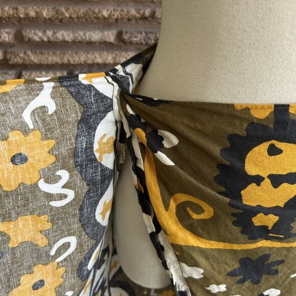 Zara Printed Sarong Pareo Style Linen Blend Wrap Midi Skirt Size Small - Picture 2 of 8